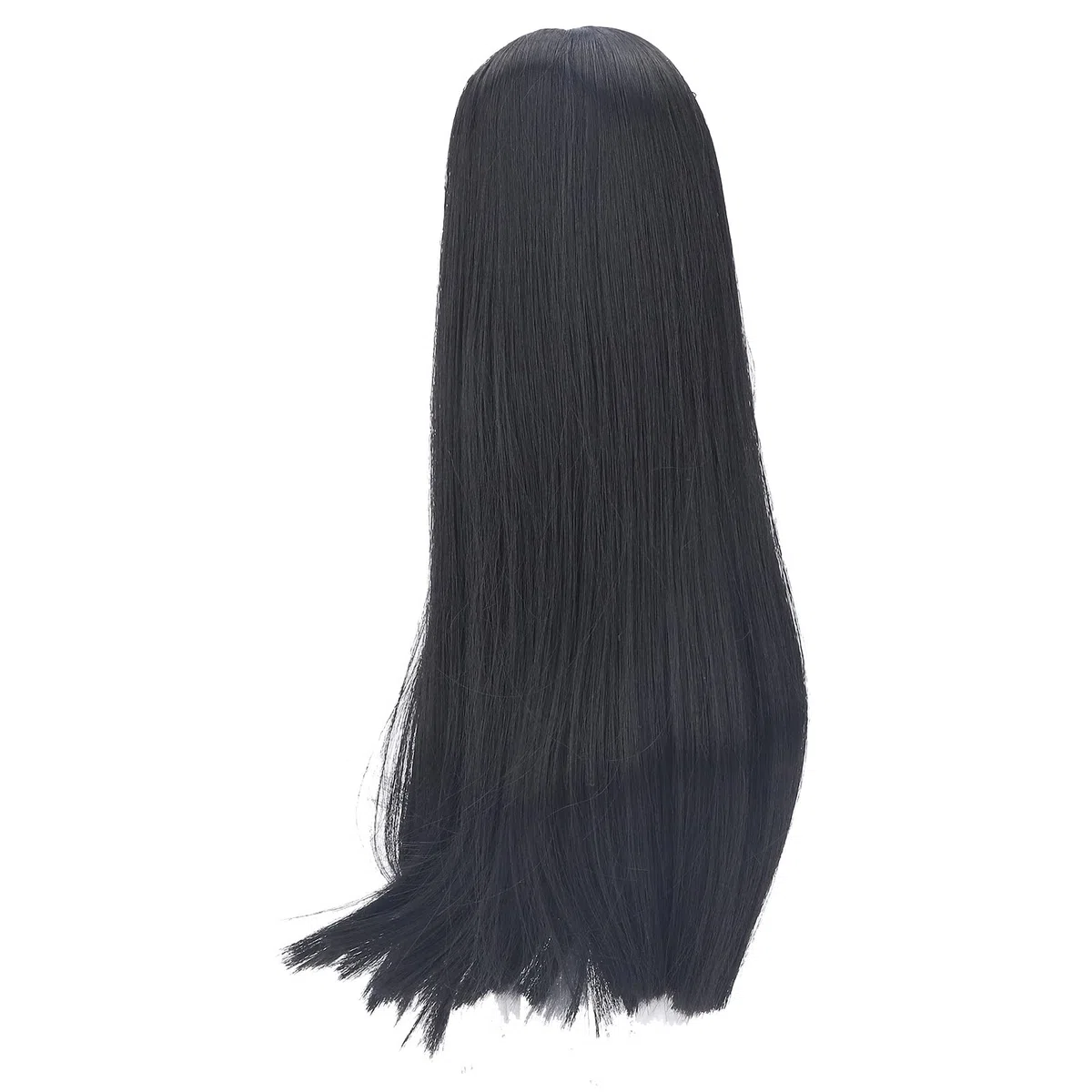 Zerodis 1/3 BJD - Parrucca per bambola SD, 21-24 cm, in seta naturale morbida ad alta temperatura, capelli lunghi e lisci mohair, con frangia per indossare parrucca per bambole BJD, colore nero fai