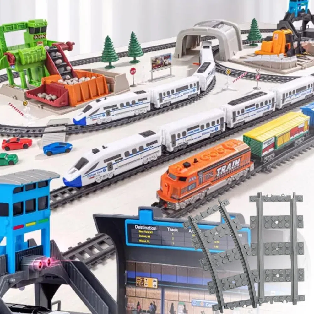 57pezzi City Set di Binari, City Binari City Scambi Binari dei Blocchi di Costruzione della Città Idee Regalo per Ragazzi, Ragazze e Bambini