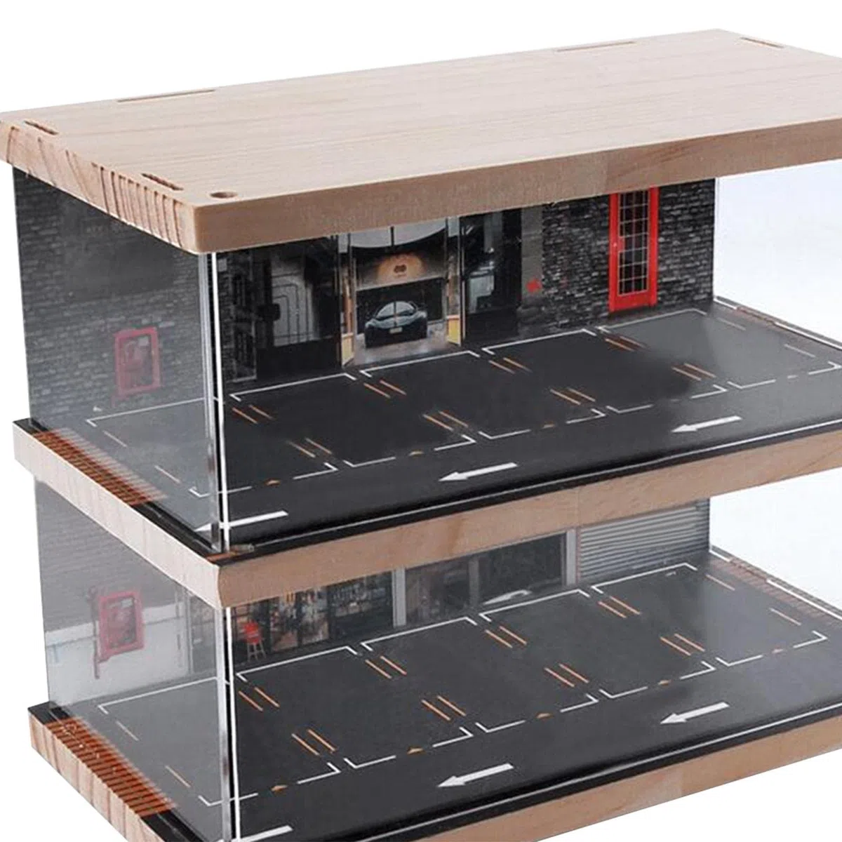 Perfeclan 1/64 Kit di modellismo Diorama Acrilico Parcheggio, macchinine per Bambini, Vetrina Diecast Car Garage Contenitore Antipolvere, Doppio Ponte