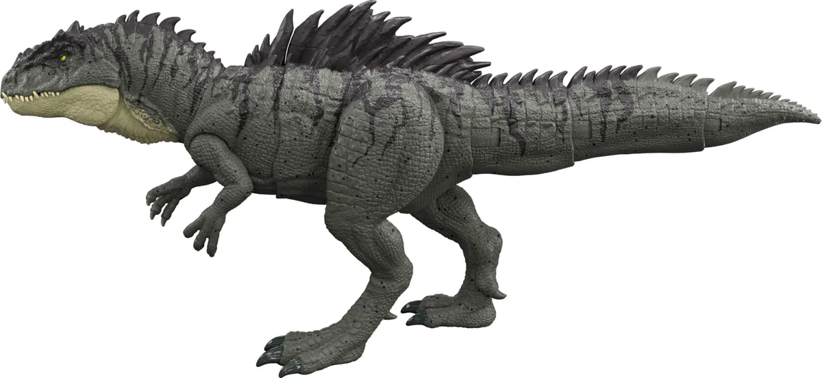 Mattel Jurassic World - Giganotosauro Fauci Colossali, dinosauro lungo 70+ cm con attacco multidirezionale e ruggiti feroci, controlla le spine sul dorso per sferrare la mossa, JKG93