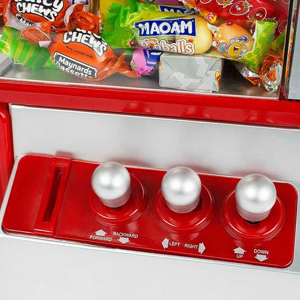 Mikamax - Candy Grabber - Gioco arcade - Macchina dei dolci per la casa - macchina artiglio - Mini Fair Game Machine - Rosso - Macchina per caramelle con braccio di presa