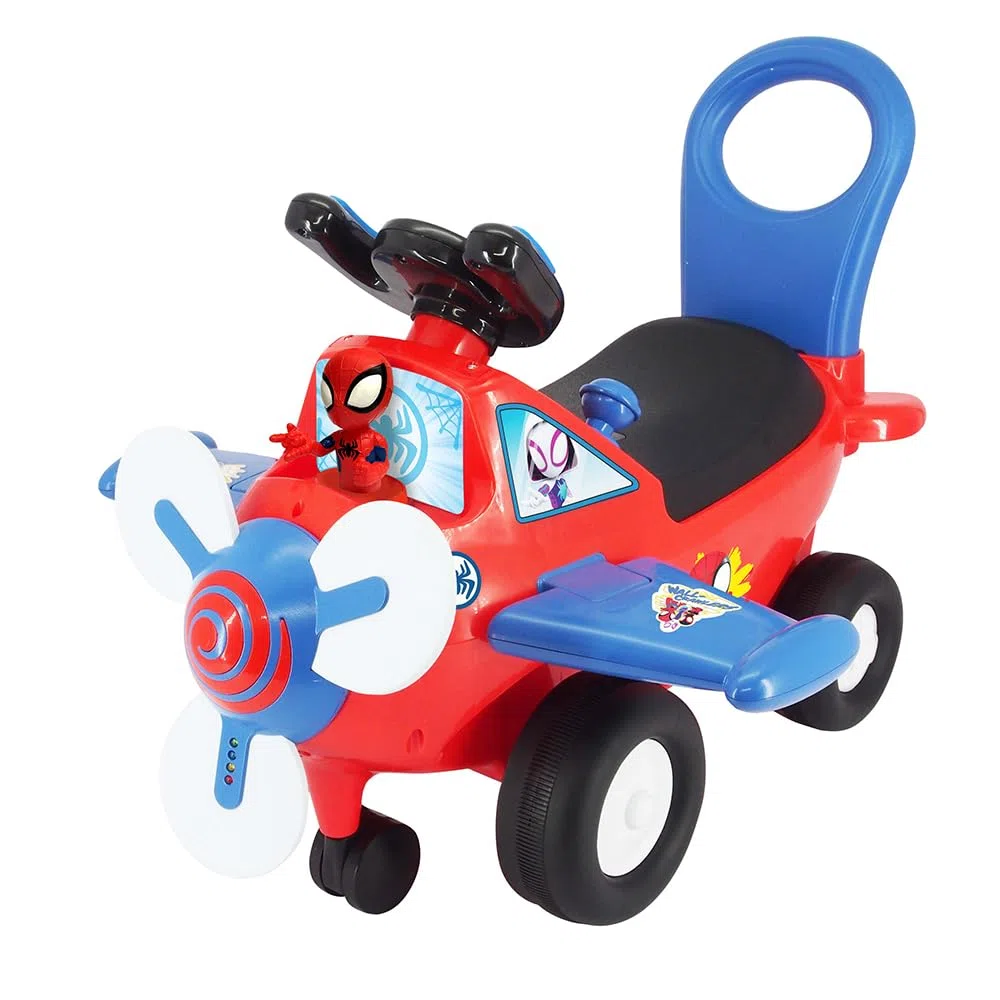 Sport1 Aeroplano Spidey. Aereo Giocattolo di Spidey per Bambini. Aeroplano cavalcabile Bambino 1 Anno-3 Anni. Primi Passi con Volante per Bambini e elica con luci. Antiribaltamento. Prima Auto Bimbo.