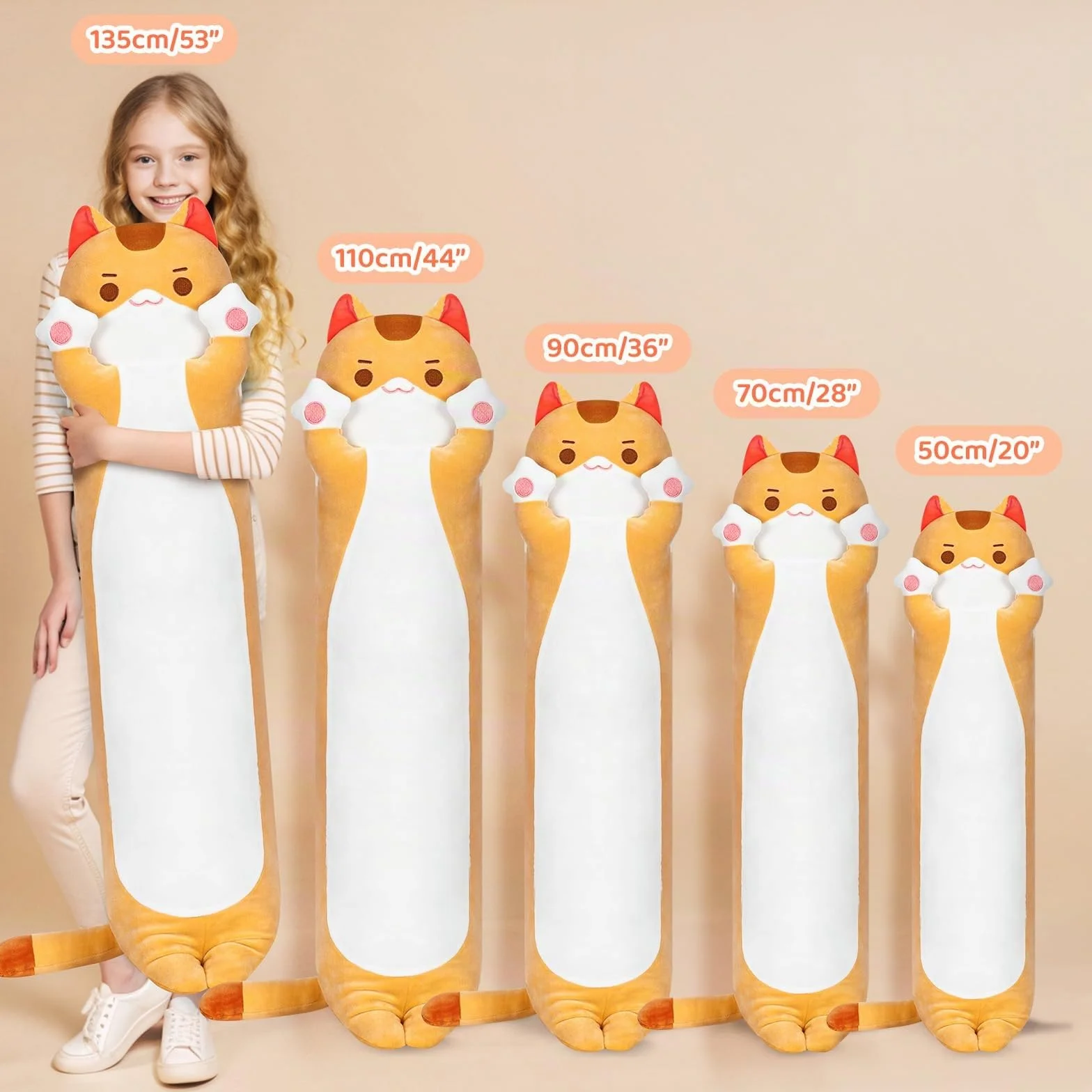 Mewaii Peluche Gatto Cuscino che Respira Kawaii 50CM per Bambina Cuscino di Peluche Gigante Animali Giocattoli Abbraccio Morbido Pupazzo Giocattolo Regalo per Ragazza