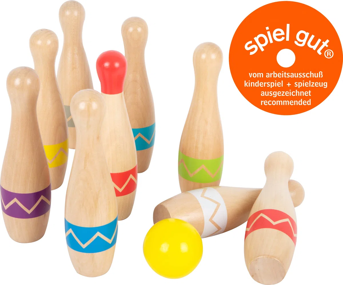 Small Foot Birilli Active in Legno, con Sacchetto, Gioco Indoor e Outdoor per bambni dai 3 Anni, 11912