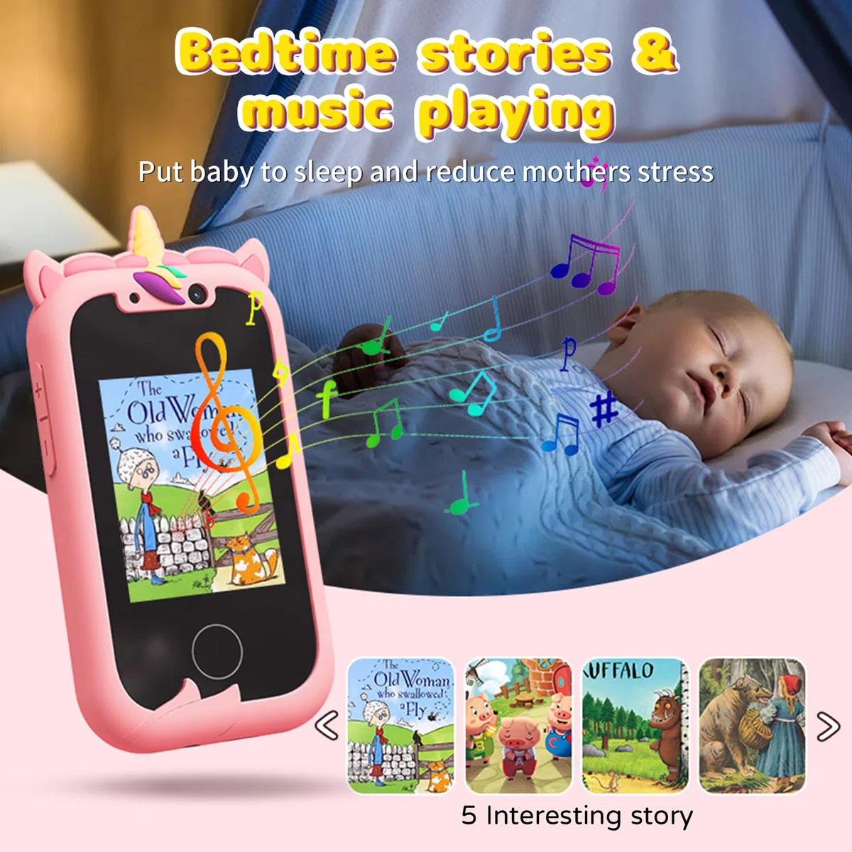 Ashfly Telefono Giocattolo per Bambini - Smartphone Per Bambini, Cellulare per Ragazze, Regalo Giocattoli per Bambina 3 4 5 6 7 8 9 10 anni Compleanno Natale, 2,4" Cellulare Giocattolo Educativo