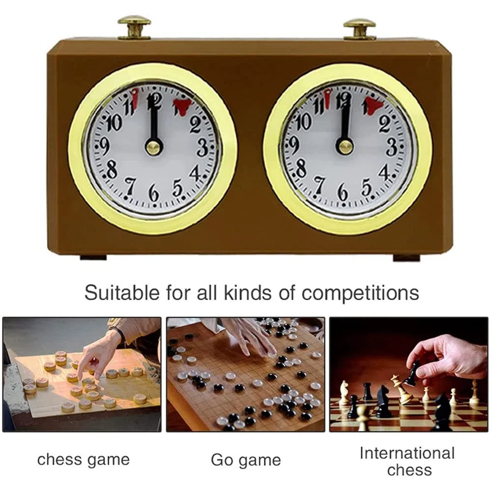 Jevina Orologio meccanico Scacchi Analogico per Scacchi Gioco Timer Orologio Orologi Ufficiali Timer Batteria Richiesta
