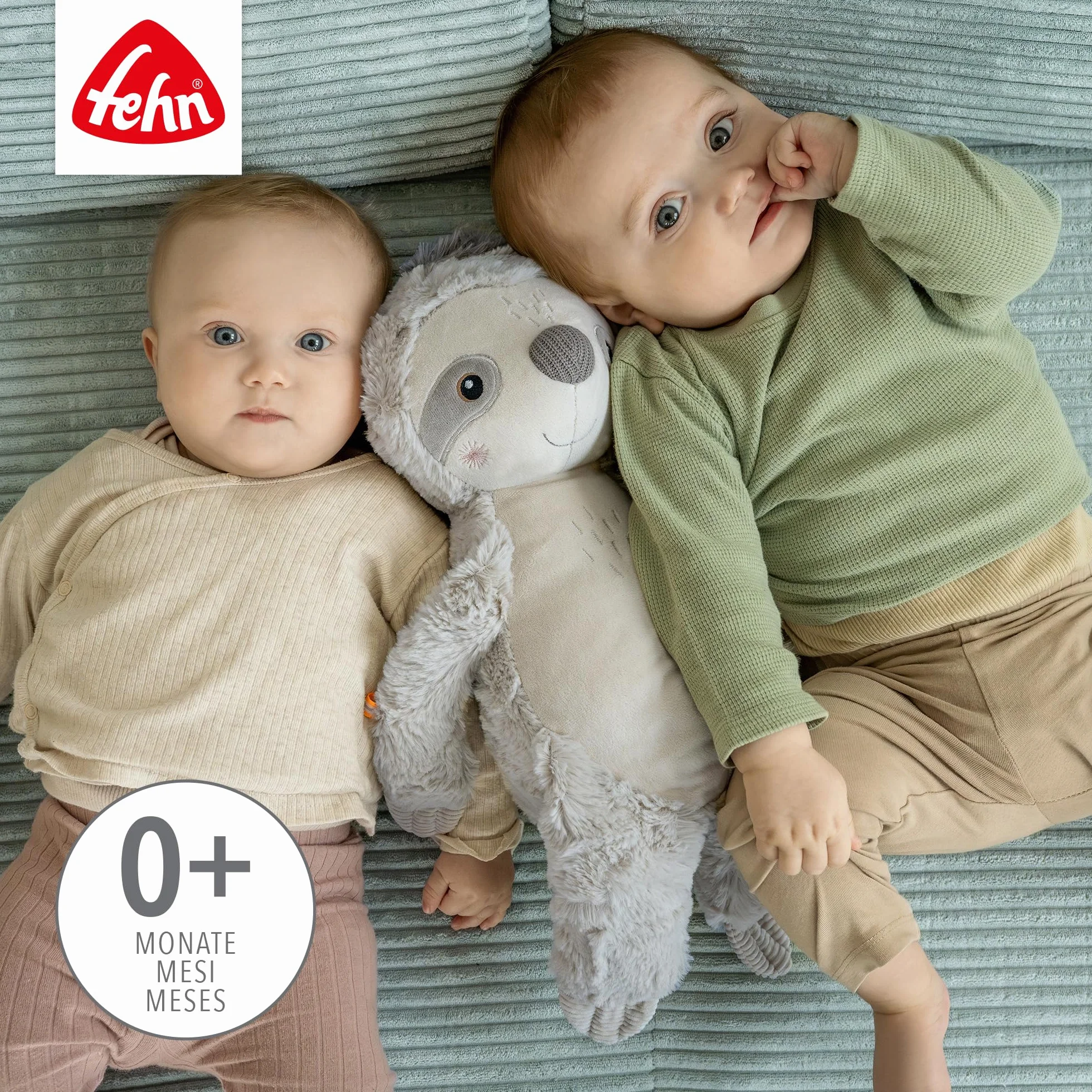 Fehn Kuscheltier Faultier XL – Spielgefährte, Beschützer & Kuschelfreund: Großes Stofftier zum Greifen, Fühlen und Knuddeln, für Babys und Kleinkinder ab 0+ Monaten