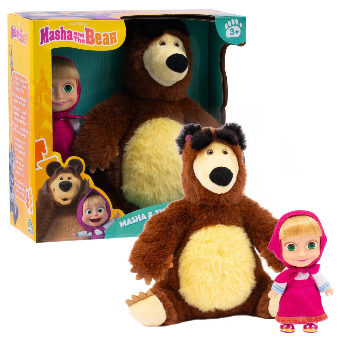 Giochi Preziosi Masha E Orso - La Coppia Di Masha Da 12 Cm Con Vestizione Classica E Il Morbido Orso Da 20 Cm In Un' Unica Confezione, Per Bambini A Partire Dai 3 Anni
