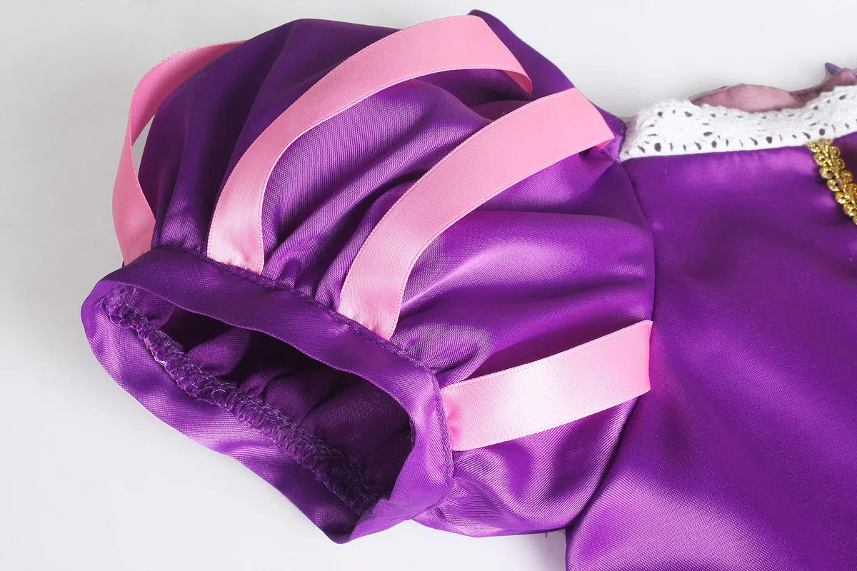 ReliBeauty Costume Principessa Bambina Vestito Abito Lilla con Accessori Manica a Sbuffo