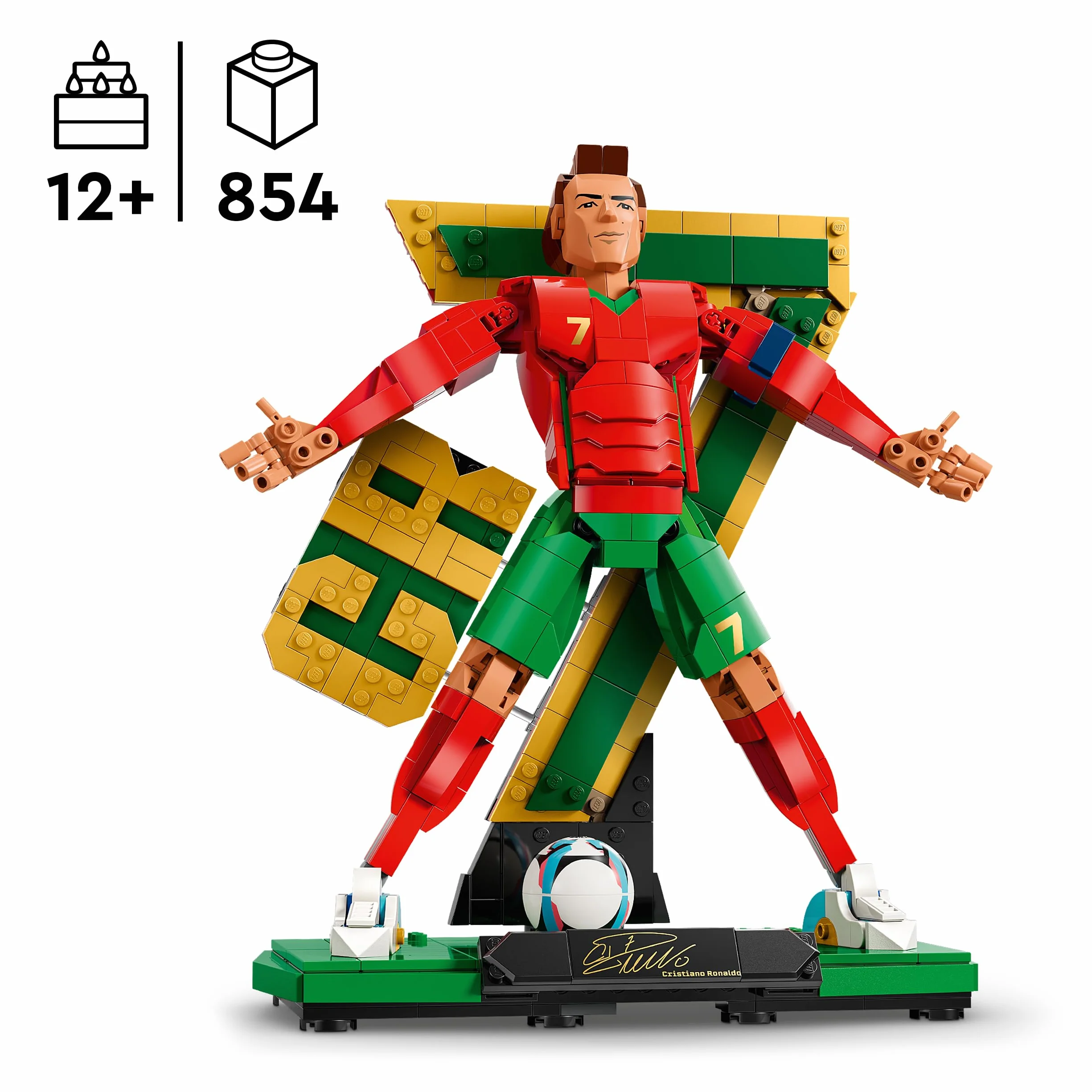 LEGO Editions Cristiano Ronaldo – Leggenda del Calcio Giocattolo - Kit Modellismo Action Figure 3D da Esposizione - Decorazione Cameretta -Regalo per Bambini e Bambine da 12 Anni e Fan Adulti - 43016